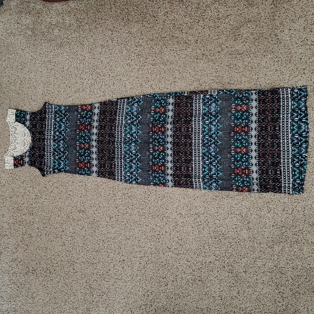 NWOT Rue21 Multi Color Printed Lace Long Maxi Summer Dress